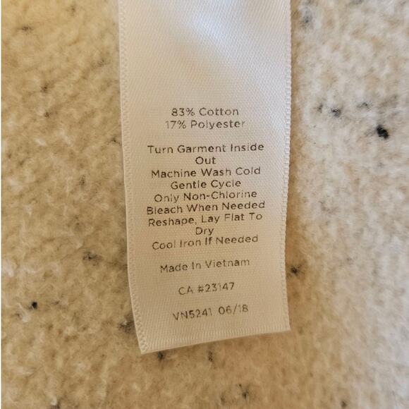 Talbots Hooded Fleece Jacket Sweatshirt Zippered Pockets Heathered Cream Medium - Picture 5 of 7